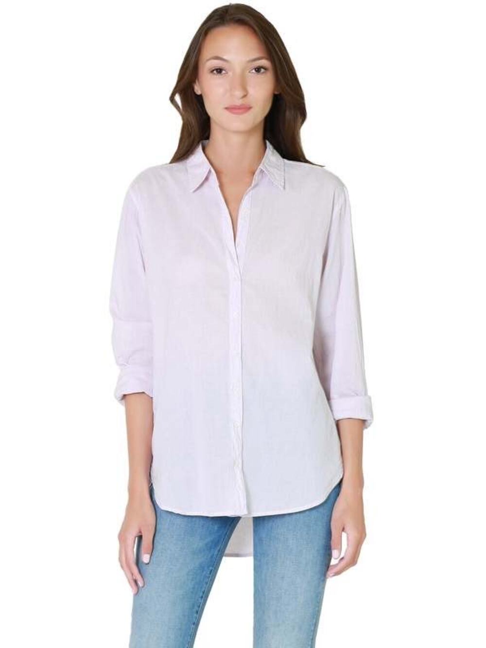 Xirena Beau Lilac Cotton Poplin Long Sleeve Hi-Low Button Up Shirt Size XS